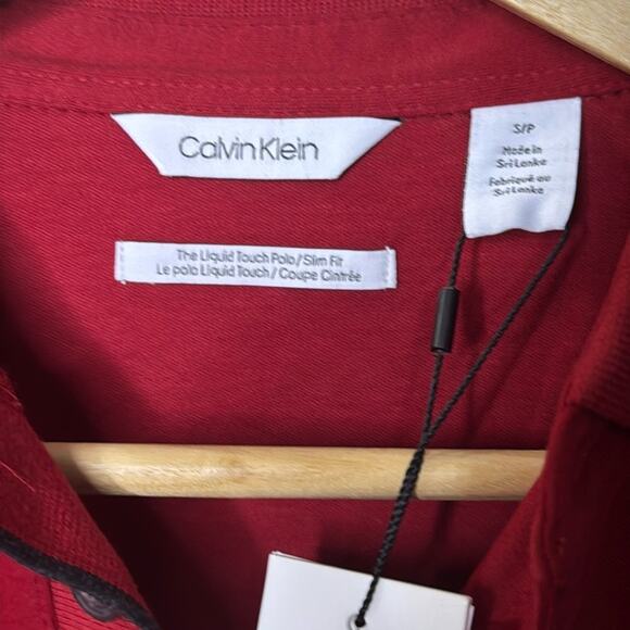 NWT Calvin Klein Red With Red Logo Polo Shirt Size Small - Picture 5 of 5